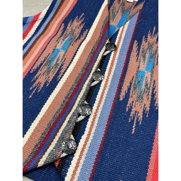 Ortega’s Chimayo RARE Blanket Native Aztec Hand Woven Wool N.M. USA Vest Size M - Picture 6 of 9
